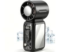 Listone Mini Ventilador Portátil con Enfriamiento de Hielo & 199 Velocidades, LED, Ventilador Recargable Portable Fan 3600mAh, 17000 RPM, Hand Fan para Rostro, Viaje, Maquillaje, Exterior (Negro)