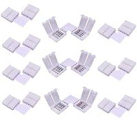 LitaElek 10pcs Conector Esquina Tira LED RGB 5050 10mm Ancho Conector Forma L Cinta LED 4 Pin LED Strip Connector Adaptador L Banda LED 4 Pines Conector ángulo Recto para RGB 5050 LED Strip, Blanco