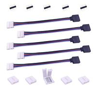 LitaElek Conector LED 5 Pines para Tira RGBW 5050 de 10mm Ancho, Conector Esquina Cinta, Adaptador Rápido para Banda, Cable Alargador y Extensión, Puente de Conexión, 17cm