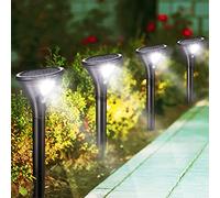 Litake Luces Solares de Jardín Al Aire Libre, 4PCS Luces Solares para Camino iluminación de paisaje 2 modos de iluminación IP65 impermeable PIR Motion Senor Auto ON/OFF para patio, porche entrada