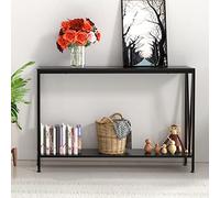 Litake Mesa Consola Estrecha para recibidor 42,9" Estilo Industrial - 2 Niveles con Estante de almacenaje - Estructura metálica Resistente - para salón/Pasillo/Entrada/Oficina - Color: Negro