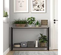 Litake Mesa Consola Estrecha para recibidor 42,9" Estilo Industrial - 2 Niveles con Estante de almacenaje - Estructura metálica Resistente - para salón/Pasillo/Entrada - Color: Gris