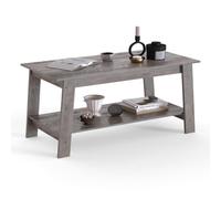 Litake Mesa de Centro Rectangular 2 Niveles 80 cm para salón y Espacios pequeños - Estante Abierto de Almacenamiento - Estilo Industrial rústico, fácil Montaje - Color: Gris