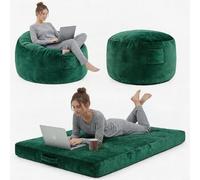 Litake Puff Gigante 4 ft Convertible 3 en 1 de Suelo - Sofá/Cama/Tumbona - Relleno de Espuma viscoelástica de Alta resiliencia - Funda de Franela extraíble y Lavable - para Adultos y Adolescentes -