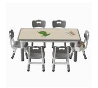 Litake Set Mesa Infantil 6 Sillas Regulables | Set mesa-6 sillas altura regulable, tablero graffiti borrable, seguro CE, patas antideslizantes para niños 2-10 niños