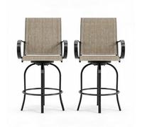 Litake Silla de Bar Alta Exterior de Hierro y Textilene para Jardín 110 cm | Litake Silla de Bar Alta de Hierro y Textilene, Transpirable, para Jardín Terraza Balcón, 110x70x28 cm, 6 Colores