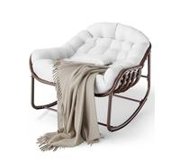 Litake Silla Mecedora Huevo Papasan Ratán PE Exterior Cojín Resistente Agua | Silla mecedora huevo Papasan ratán PE, estructura acero, cojín impermeable, balanceo controlado para patio y balcón