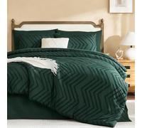 Litanika Juego de edredón, Cubrecama Ropa de Cama Completo de 7 Piezas en una Bolsa, con Sábanas, Fundas de Almohada y Decorativas, Color Verde Esmeralda, Tamaño King