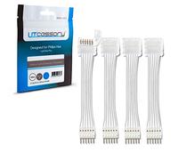Litcessory Conector de Extensión Extremo Cortado a Conector de 6-Pines para Philips Hue Lightstrip Plus (50mm, 4 Unidades, Blanco - ESTÁNDAR 6-PINES V3 / WiZ Lightstrip)