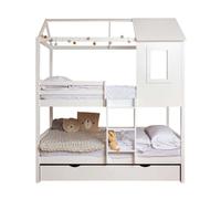 Litera + cajón almacenaje madera blanco 90x190/90x190cm 201 cm
