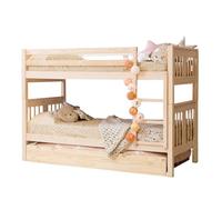Litera + cama de arrastre madera blanco lavado 90x190cm