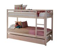 Litera + cama de arrastre madera blanco lavado 90x190cm