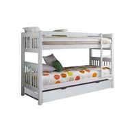 Litera + cama elevable madera blanca 90x190cm 146 cm