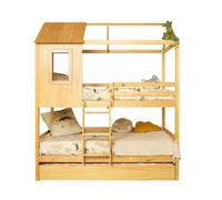Litera + cama elevable madera pino 90x190/90x190cm