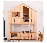 Litera casita 90x200 con somier floriane madera