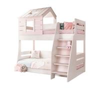 Litera casita escalera derecha aglomerada rosa colchon recomendado 90/100x200cm 230 cm