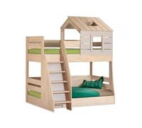 Litera casita escalera izquierda aglomerado gris 90/100x200cm 229 cm