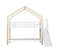 Litera con tobogán y escalera - estructura de madera maciza - 90x200 cm - blanco