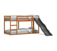 Litera Con Tobogán Y Escalera Madera Maciza Marrón 90x200 Cm Vidaxl