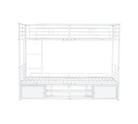 Litera de hierro 90x200 cm - con zapatero y escalera - blanco