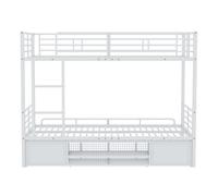 Litera de hierro 90x200 cm - con zapatero y escalera - blanco