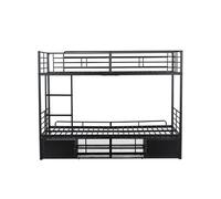 Litera de hierro 90x200cm - con zapatero y escalera - negro