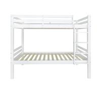 Litera infantil 90x200 - cama juvenil con escalera en ángulo de 3 peldaños y barrera de seguridad, divisible en 2 camas individuales - blanco