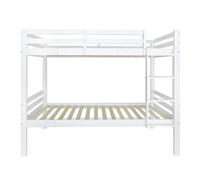 Litera infantil 90x200 - cama juvenil con escalera en ángulo de 3 peldaños y barrera de seguridad, divisible en 2 camas individuales - blanco