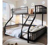 Litera infantil, cama alta de 90 x 200, cama combinada de 140 x 200, con escalera, con rejilla de protección, estructura de hierro resistente, certificado EN747, modelo de metal para dormitorio, ideal