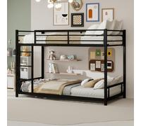 Litera infantil de 90 x 190 cm, litera de 2 plazas, cama alta de 2 plazas, cama infantil, litera, cama doble infantil, cama infantil con barrera, estructura metálica robusta y estable (negro, 90 x 190