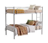 Litera juvenil 90x190 cm desmontable, estructura metal, con 2 colchones, convertible en 2 camas gris