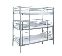 Litera triple de estructura de metal color gris, 215x200x97cm