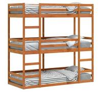 Litera Triple De Madera Maciza De Pino Marrón Cera 75x190 Cm Vidaxl