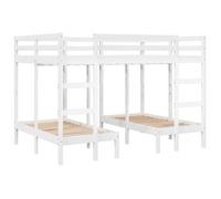 Litera Triple Madera Maciza De Pino Blanca 140x200/70x140 Cm Vidaxl
