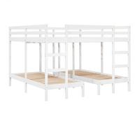 vidaXL Litera triple de madera maciza de pino blanca 200x200/80x200 cm con somier para 3 camas