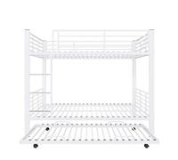 Litera triple metálica 140x200 cm - con cama inferior extraíble, estructura resistente para niños y jóvenes - blanco