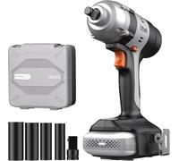 Litheli Llave de impacto con batería, par de torsión de 400 Nm, con batería de 2,0 Ah, llave de impacto de 1/2 pulgadas con luz LED, velocidades variables para casa, coche, muebles de bricolaje