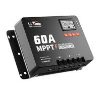 LiTime 60A MPPT 12V/24V/36V/48V Máx. 3200W Entrada DC Automática Controlador de Carga Solar con Adaptador Bluetooth, Pantalla LCD con Parámetros Ajustables, Indicadores LED, para Batería de Litio