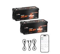 LiTime Batería LiFePO4 24V 100Ah LiFePO4 Bluetooth para Autocaravana | Pack de 2, Compatible con Victron, BMS 100A, Más de 4000 Ciclos, CAN/RS485, Protección de Baja Temperatura, 2560Wh, para RV