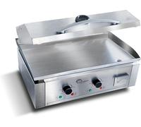 LITTLE BALANCE 8473 Aquitaine Pro Plus, plancha eléctrica profesional, con 2 zonas de cocción, tapa, 3500 W, fabricada en Francia, completamente de acero inoxidable