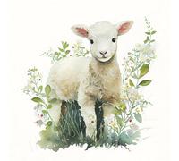 Little Lamb - Servilletas de bebidas, 40 unidades, 3 capas, 5 x 5 pulgadas, servilletas decorativas para baby showers, fiestas de té, Pascua, primer cumpleaños