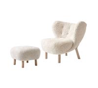 Little Petra VB1 Sillón Piel de Oveja Moonlight/Roble Aceitado Incl. ATD1 Puf