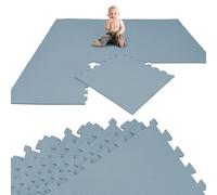 LittleTom Alfombra Puzzle Infantil Azul - 8 Piezas Encajables 50x50 cm - Colchoneta de Goma Espuma EVA 200x100 cm para Niños - Protector Suelo Acolchado sin BPA - Manta de Juegos Impermeable