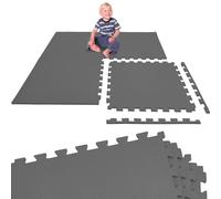LittleTom Alfombra Puzzle Infantil Gris - 4 Piezas Encajables 50x50 cm - Colchoneta de Goma Espuma EVA 100x100 cm para Niños - Protector Suelo Acolchado sin BPA - Manta de Juegos Impermeable