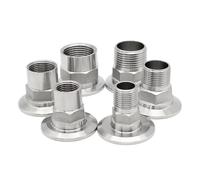 LIUCH 1/2 "3/4" 1 "11/2" 2 "SS304 Acero inoxidable DN15 hexágono roscado macho sanitario 50,5 casquillo for montaje de tubería adaptador de triple abrazadera fundido(DN32Male)