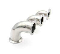 LIUCH Codo de triple abrazadera de 90 ° de acero inoxidable sanitario SS304/316L, accesorio de tubería de 3/4 "1" 2 "3" 4 "OD19/25/38/51/102(SS304,51mm x Ferrule 64)