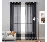 LIUNADM Cortinas Salon Modernas 200 x 180 cm Modernas y Elegantes, para Decoración del Hogar Translucidas Visillos para Ventanas Habitacion, Visillos Salón para Ventanas Habitación Dormitorio, Negro