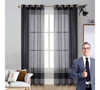 LIUNADM Cortinas Salon Modernas 50 x 165 cm Modernas y Elegantes, para Decoración del Hogar Cortinas Salon Cortinas Termicas Aislantes para Niños Sala Cuarto Baño, Negro