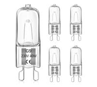Liuyife Bombilla Halógena G9 40W para Horno, Blanca Cálida Regulable 230V 2700K 520LM, Resistente al Calor 300°C Apta para Bombillas de Horno, Hornos Microondas, Lámparas de Mesa, 5 Piezas