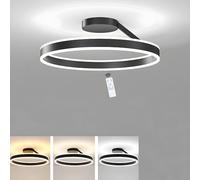 LIUYU Lámpara de Techo LED Plafón Moderno Redondo 40cm 36W Semiempotrada Regulable con Mando a Distancia Negro para Salón Dormitorio Habitación